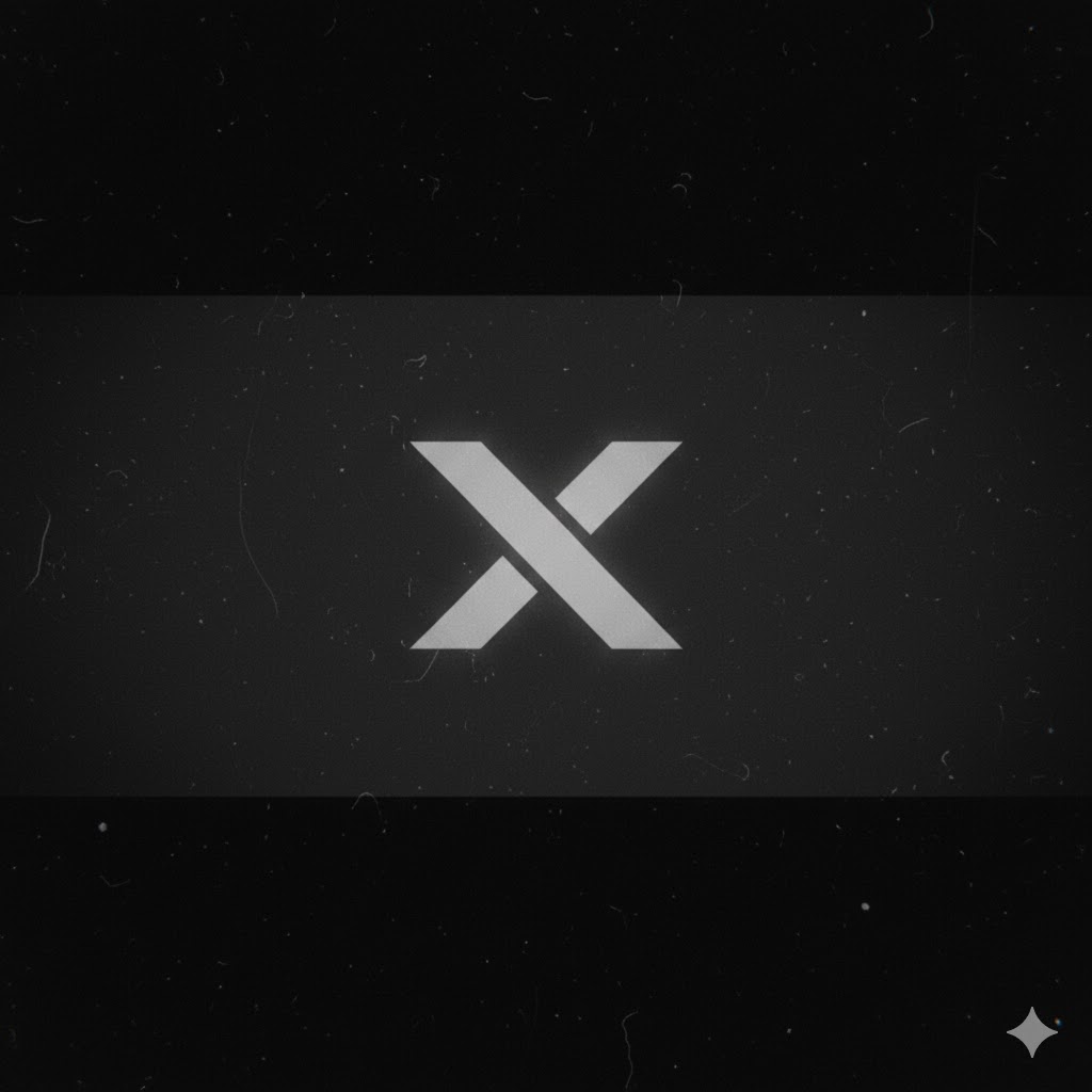 Greyscale aged X logo for Grok